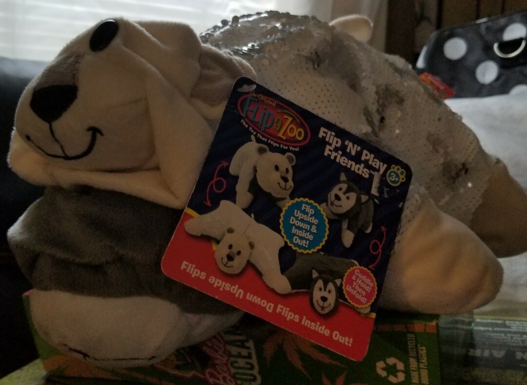 Flip a Zoo Polar Bear Husky 16" Stuffed Flipazoo Pillow Huggable Fun 2