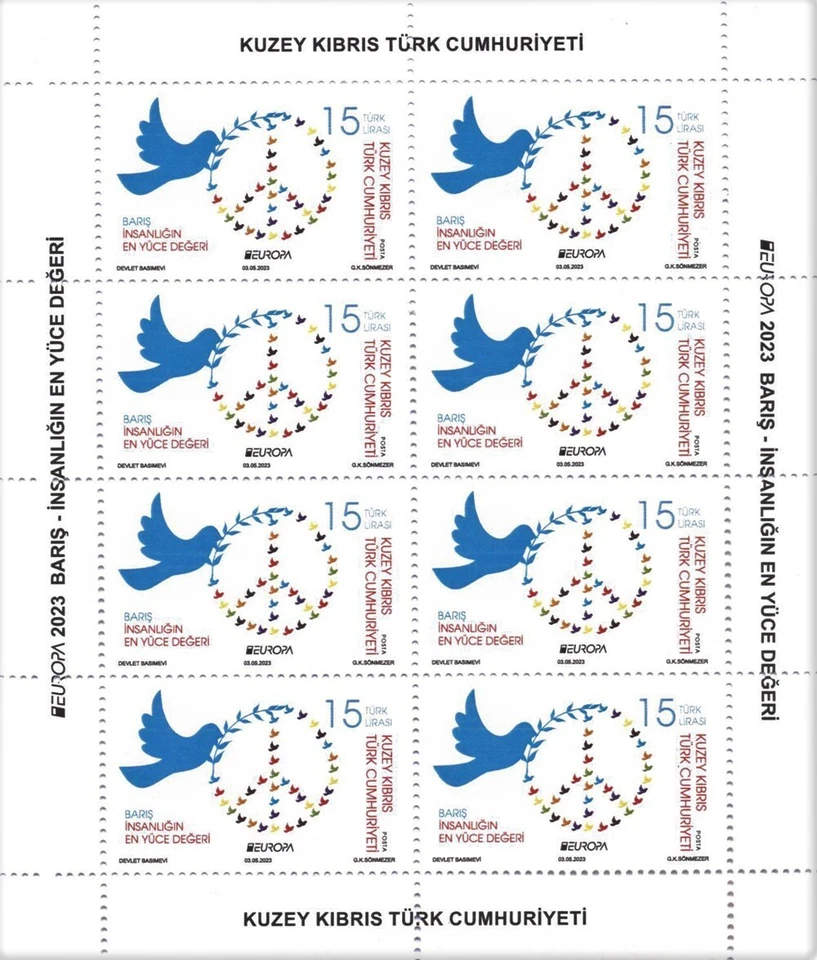 2023 - EUROPA (PAZ - EL VALOR MÁS ALTO DE LA HUMANIDAD) - CHIPRE TURCO - HOJA UMM Foto 3 de 4