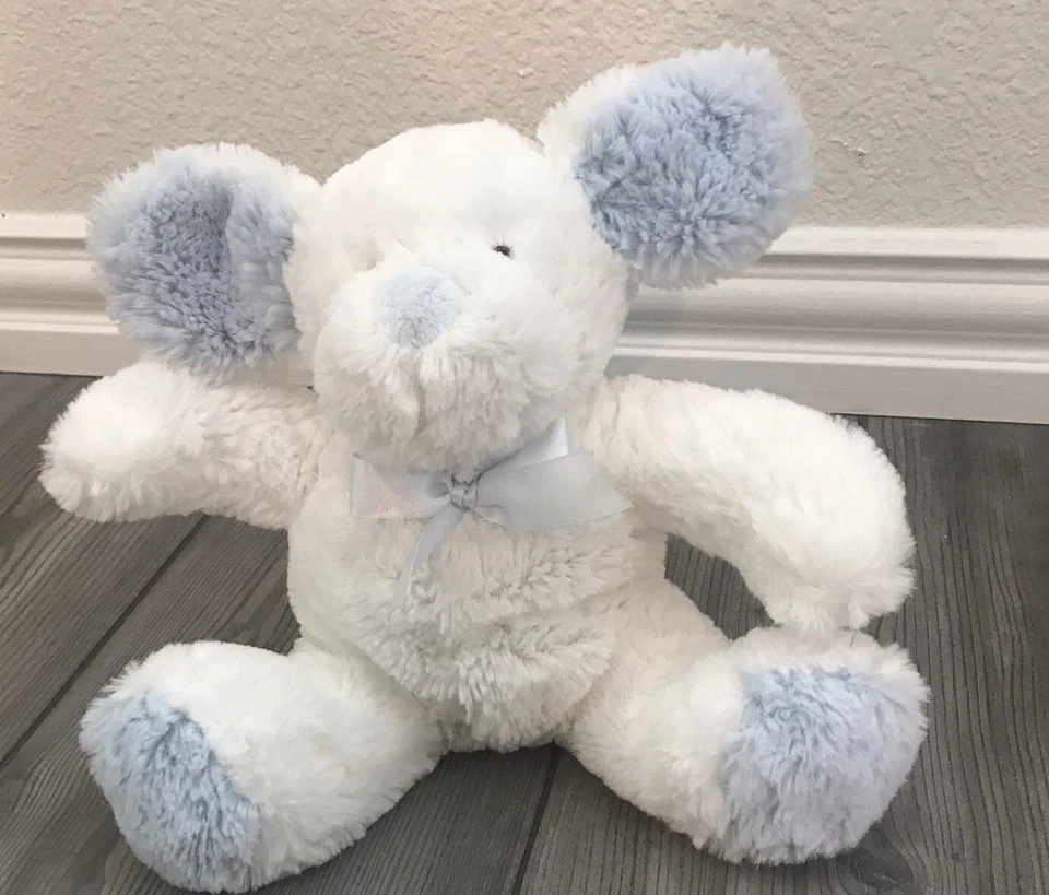 Raras mantas y más allá blanco perro felpa cachorro amoroso azul orejas y pies 10” R8 Foto 2 de 4