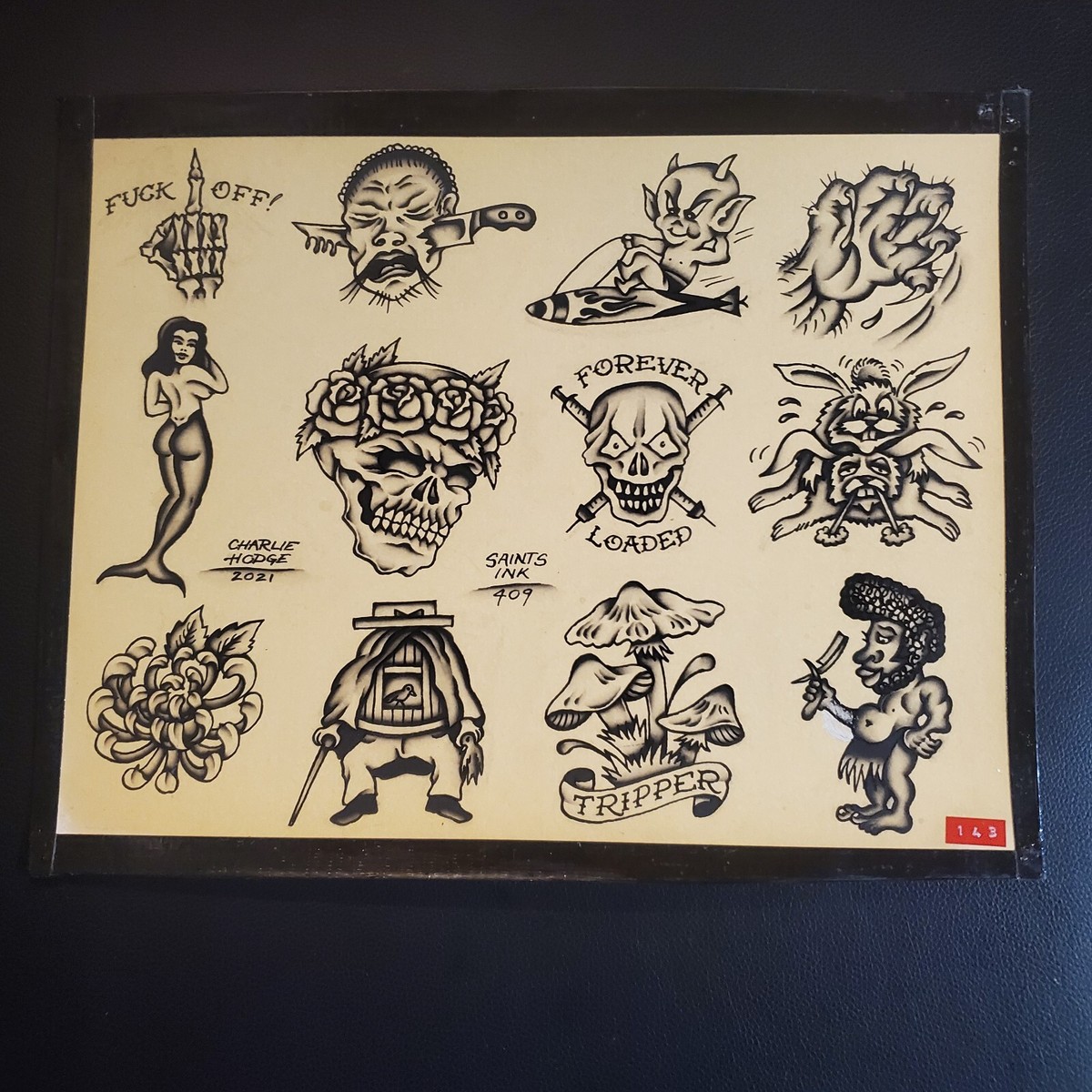 Original Tattoo Flash Sheets 11x14 Handpainted Shop Used | eBay