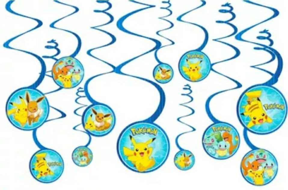 Pokemon Remolino Pikachu Charmander Bulbasaur Squirtle Decoraciones Fiesta Telón de Fondo Foto 2 de 4
