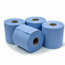 24 BLUE ROLL Centre Feed Rolls Embossed Blue Hand Towels Office Workshop 2Ply