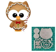 GINGERBREAD OWL Bird Metal Cutting Die Holiday Card Making Scrapbook Pages Craft