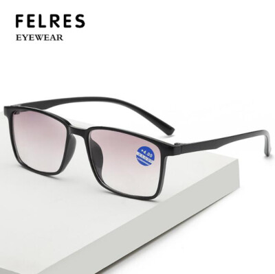 Ultralight Bifocal Tinted Reading Glasses For Men Square Frame Sunglasses New