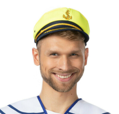 NEON YELLOW SAILOR CAPTAIN HAT STAG 