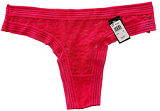 NWT Frederick's Of Hollywood Demi Leopard Mesh Raspberry Thong Medium X37-1748