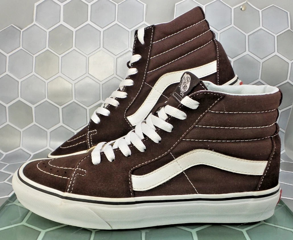Vans Uomo Skate Sk8 Hi Scamosciato Tela Hi Top Sneaker Marrone Cacao M7.5 W9 CC195