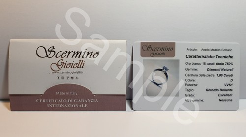 CIONDOLO PUNTO LUCE IN ORO BIANCO DIAMANTE NATURALE D VS1 1 CARATO CERT. DGC - Foto 5 di 5