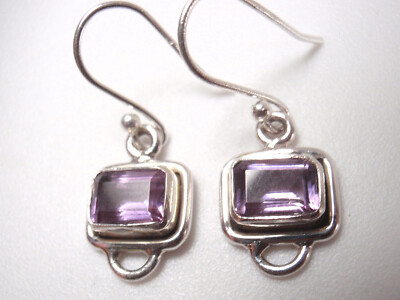 Kleine facettierte Amethyst 925 Sterling Silber Ohrhänger
