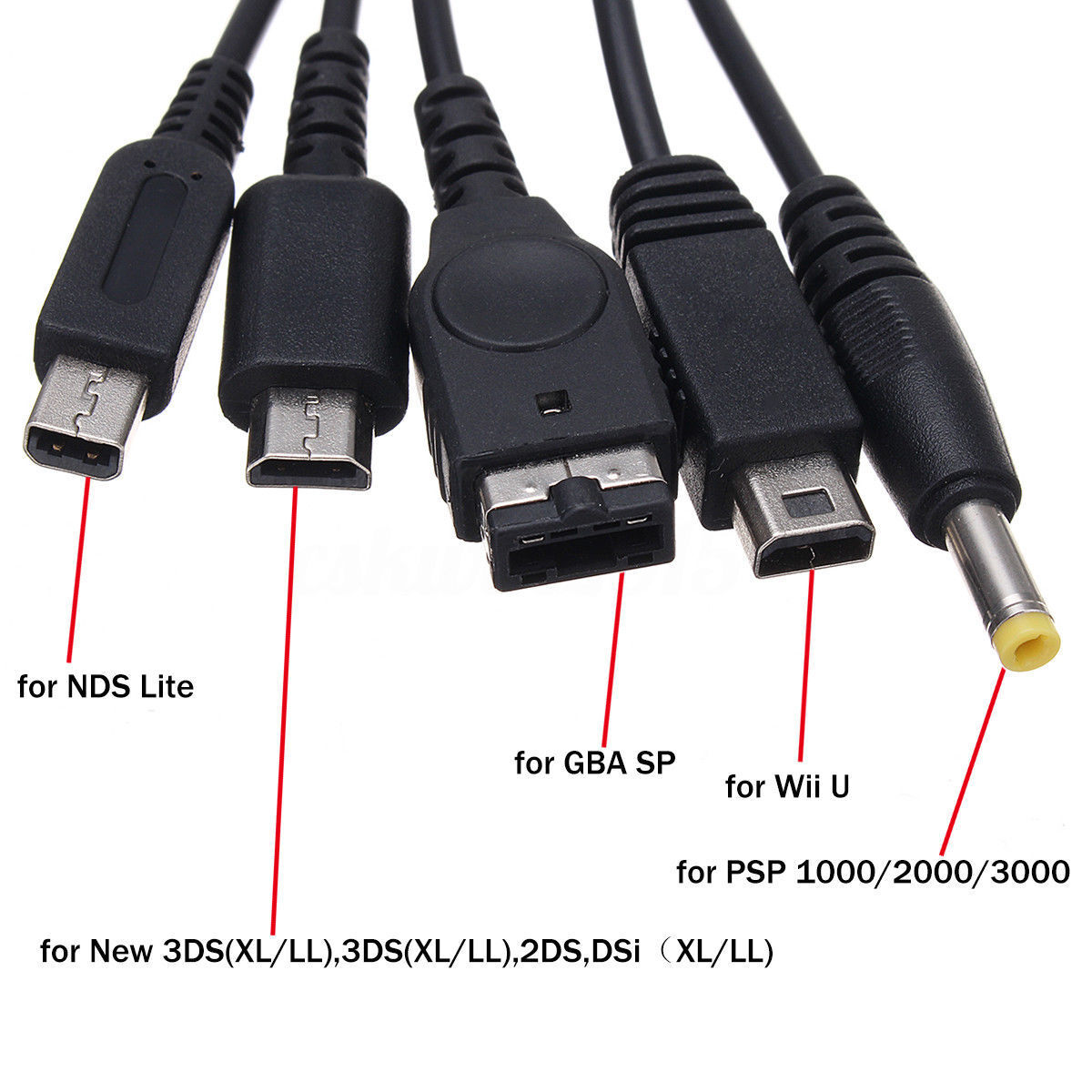 5 in 1 NINTENDO 3DS DSi DSL DSi XL Game Boy WII U USB SYNC CHARGER CABLE  LEAD