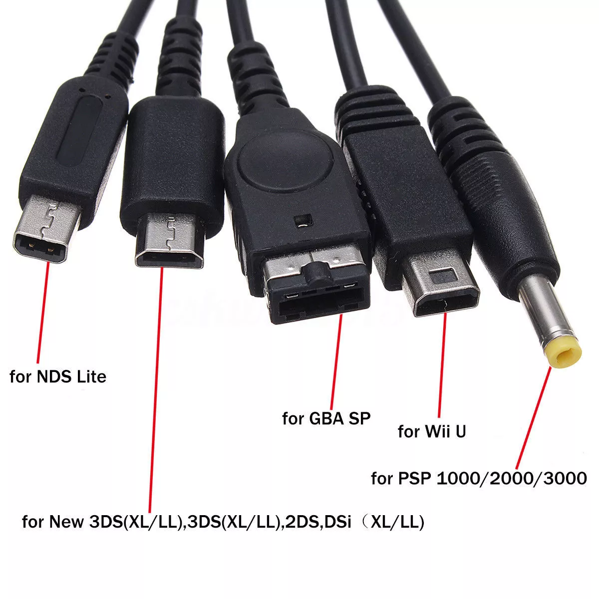 5 in 1 NINTENDO 3DS DSi DSL DSi XL Game Boy WII U USB SYNC CHARGER CABLE  LEAD