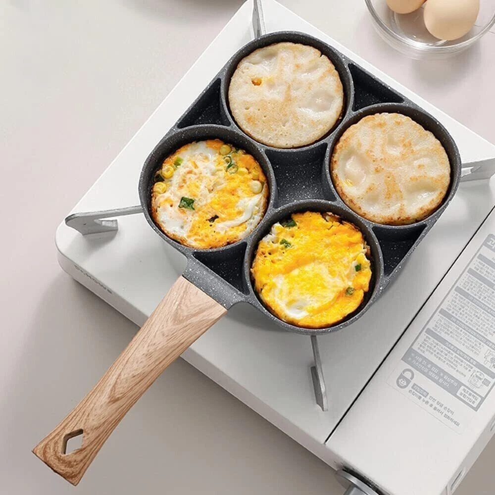4 Holes Egg Fry Pan Pancake Maker Non-stick Egg Burger Pan with Handle