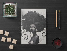 Beautiful Black Goddess Hardcover Lined Journal  Writing Journal 8"x5.7"