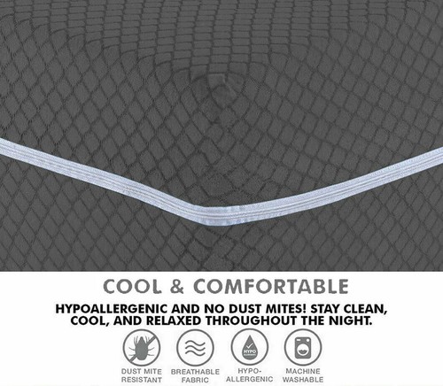 Zipper Waterproof Mattress Protector Cover Bed Bug Anti Allergy Total Encasement - Picture 2 of 72