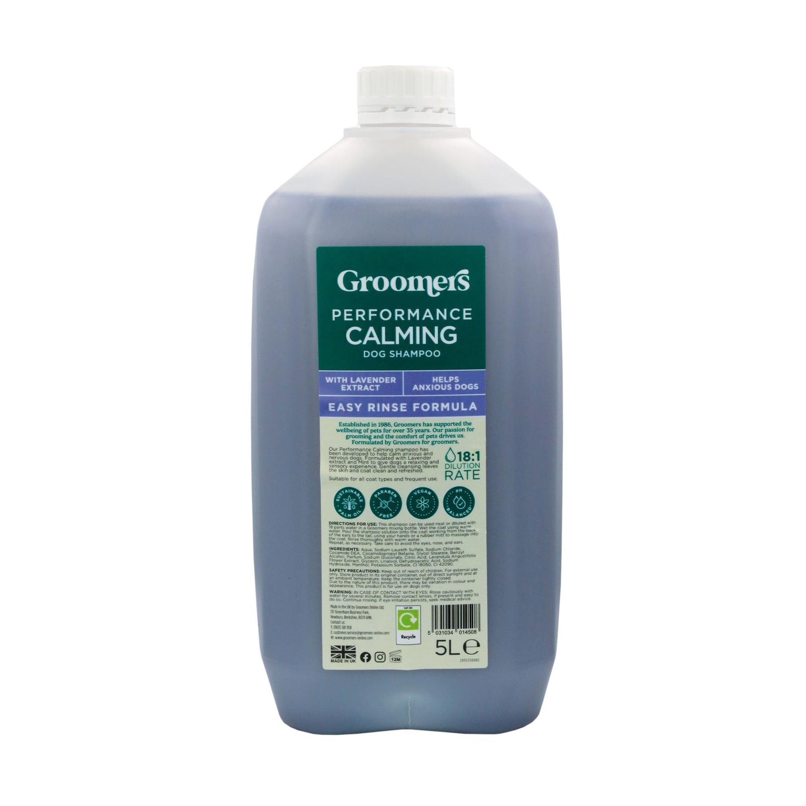 Groomers Performance Calming Shampoo | Professional Dog Grooming Essentials | 5L