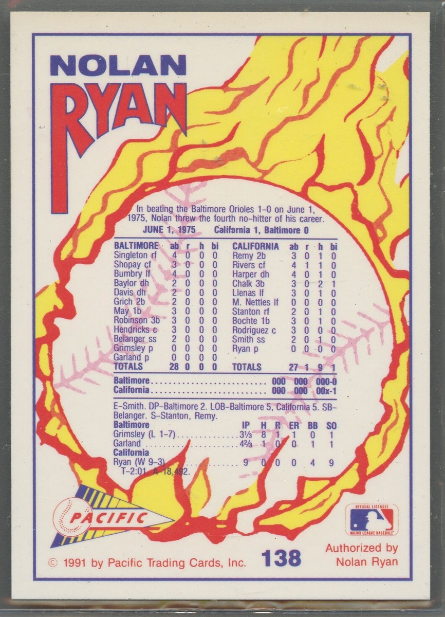 1991 Pacific Nolan Ryan #138 Number Four California Angels Hall-of
