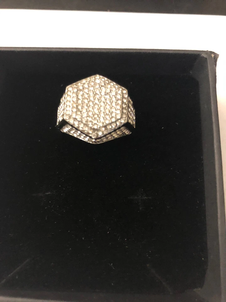 Anillo de cristal bloque de hielo de diamantes simulados para hombre talla 11 Foto 4 de 4