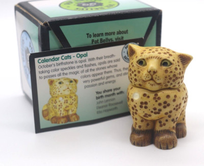 Vintage 2002 Harmony Kingdom Pot Belly Calendar Cats October/Opal Trinket Box