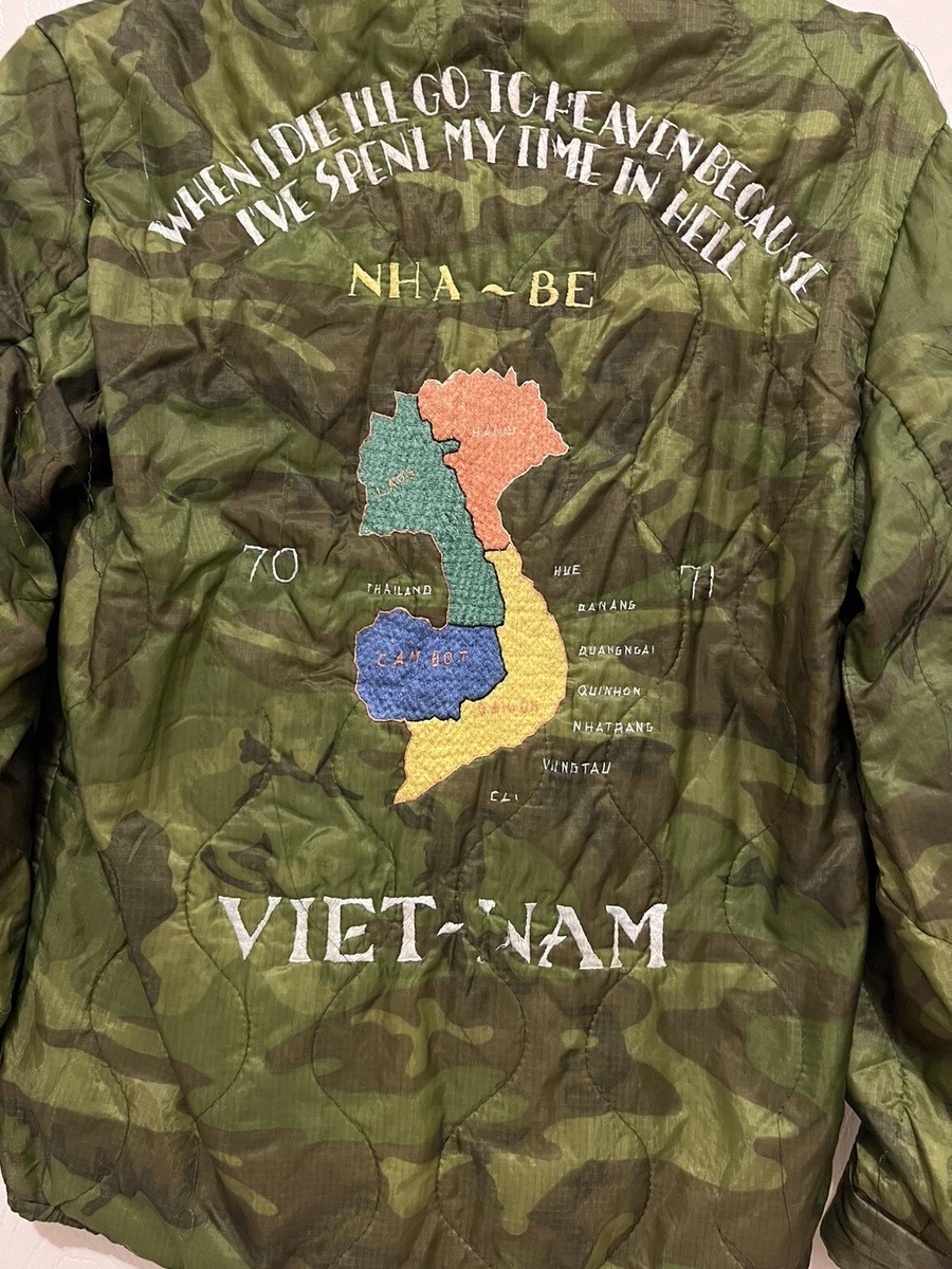 70s Vintage Military Vietnam Tour Jacket Tiger Camo Embroidery