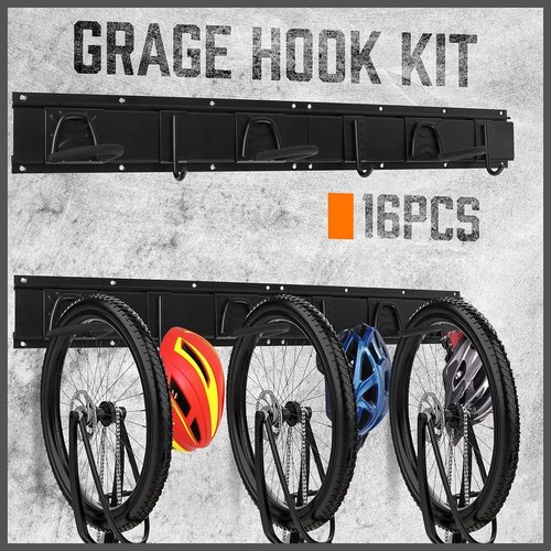 Bike Storage Rack, 6 Bike Racks and 6 Helmets Hooks, Wall Mounted Bike Storage   - Picture 2 of 8