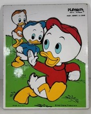 Vintage Playskool Huey Dewey  Louie 10 Piece Disney Wooden Puzzle 190-14
