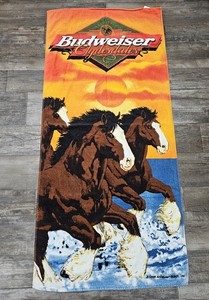 Vintage 1999 BudweiserBeer Beach Towel Clydesdale Horses- READ!