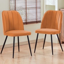 Set of 2,4,6 Velvet Suede Dining Chairs Upholstered seat Ergnomic with Metal Leg