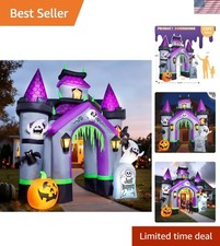 12FT Halloween Inflatable Haunted Castle Archway with LED Lights   Outdoor Decor
