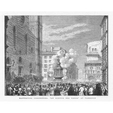 FLORENCE Firenze Italy Lo Scoppio Del Carro - Antique Print 1876