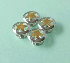 MODERN SET OF 4 ONE-PIECE TWO-TONE SILVER/GOLD CUT-OUT STAR SHIRT/TUXEDO STUDS