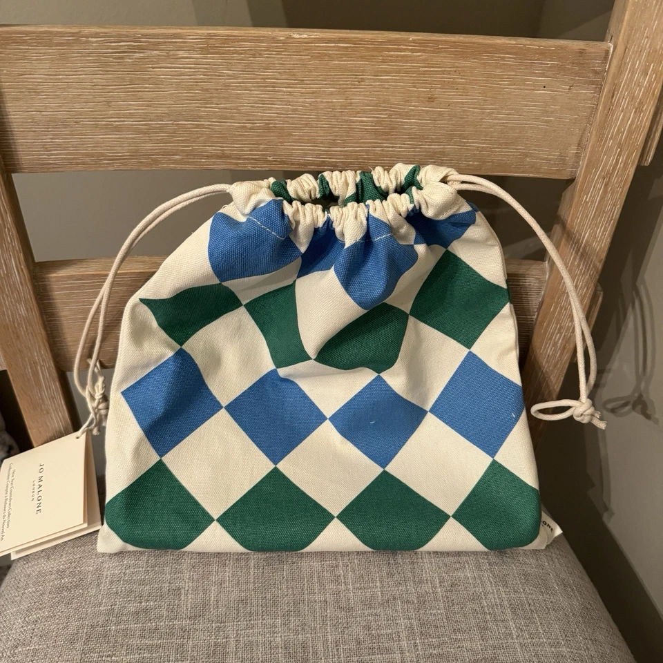 Bolso Jo Malone Holiday 2025 con cordón LUCKY DIP azul verde dorado 10x 10,5 pulgadas Foto 3 de 4