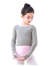 Girls Long Sleeve Dance Sweater Soft Ballet Warm Up Pullover 8-9 Years Gray