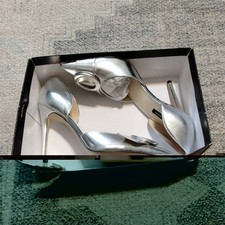 Women's Silver Metallic High Heel Stiletto Shoes, Party Club
