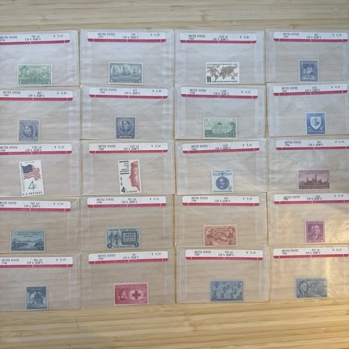 US Stamp Lot 20 Mint Singles MNH MH 1910s-1950s Collection Vintage Glassines
