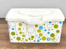 HUGGIES Baby Wipes POP UP CONTAINER Empty Tub Refillable Green  Blue Circles