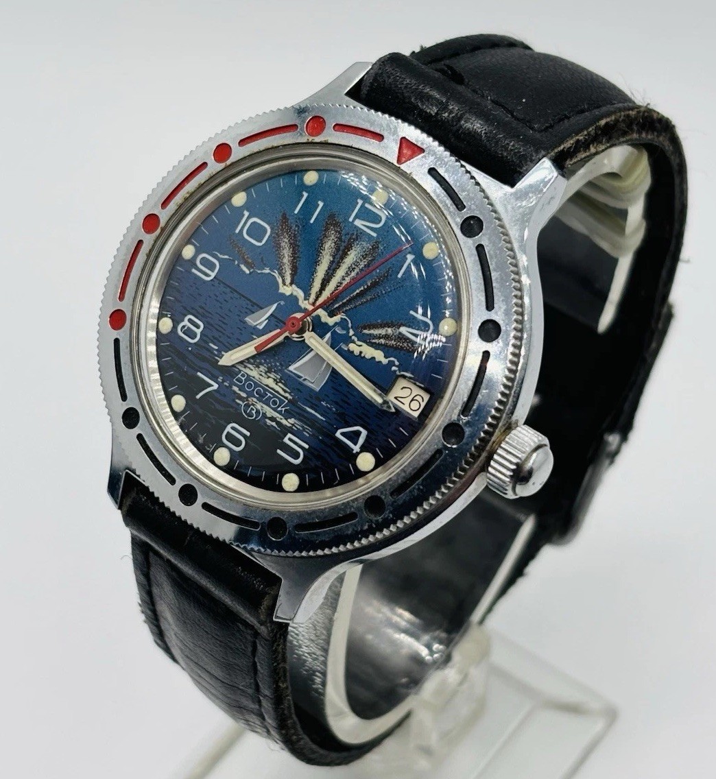 オボロティガウォック Rare Vostok Boctok Amphibian Diver Russian Automatic Sunset Watch