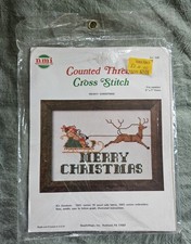 Vintage 1984 Counted Thread Cross Stitch "Merry Christmas", NMI Inc, USA Made