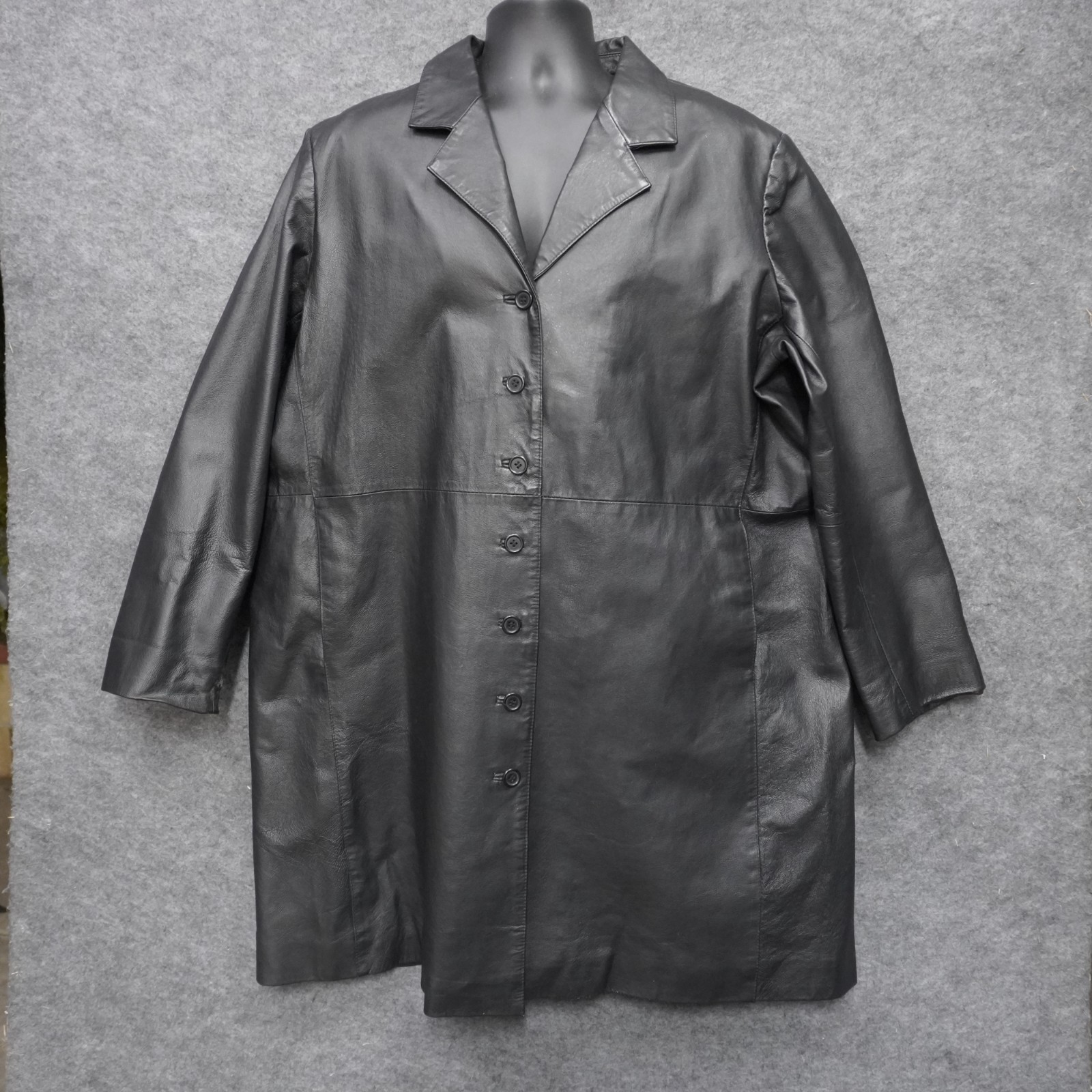 Vintage UNIFORM JOHN PAUL RICHARD Black Genuine Leather Coat Jacket Blazer 3XL