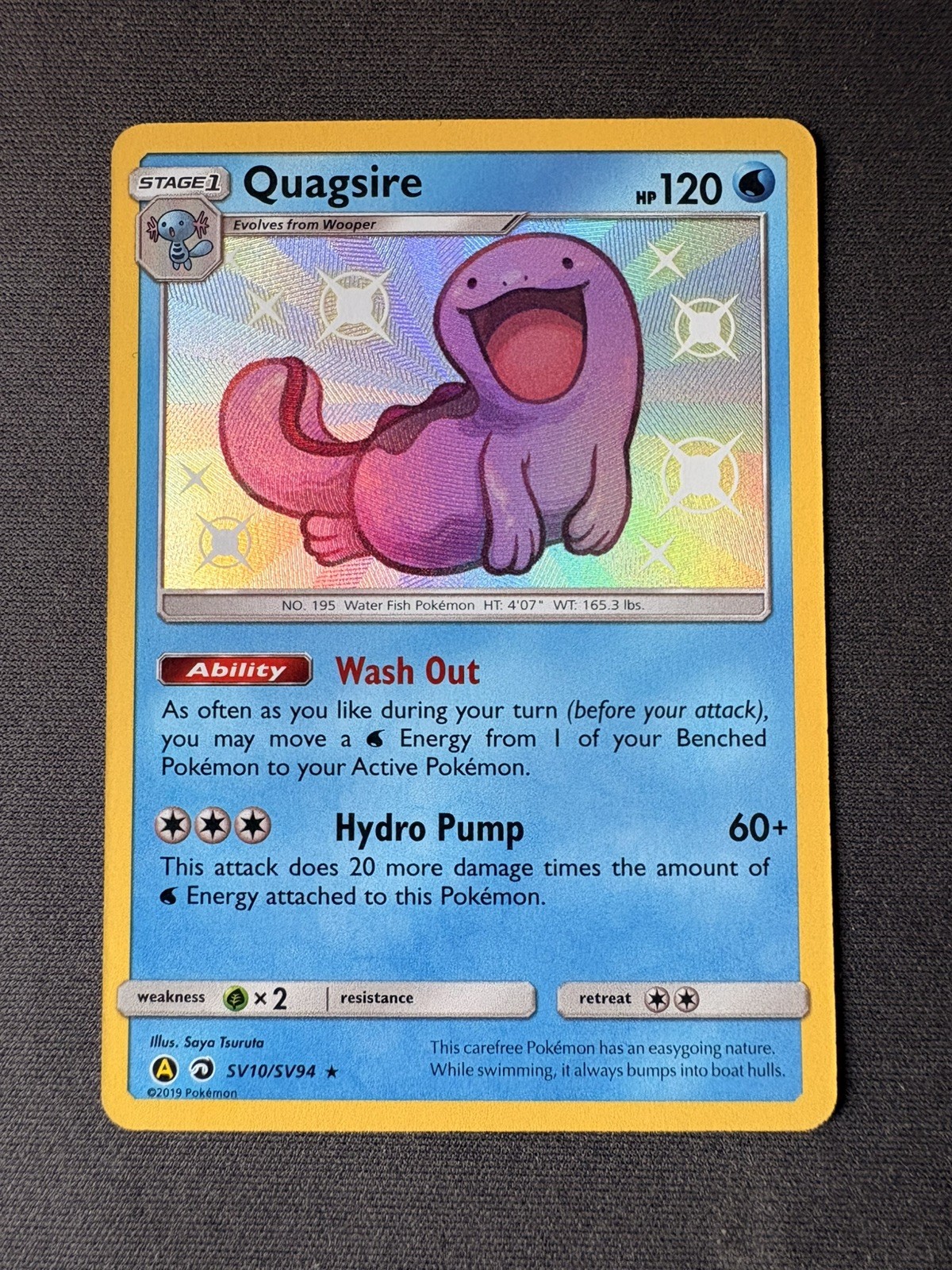 Quagsire SV10/SV94 NM Holo Rare Sun & Moon Hidden Fates Shiny Vault Pokemon Card