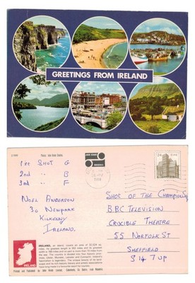 Postkarte - Grüße aus Irland Multi-View John Hinde Studios 1988 POSTED