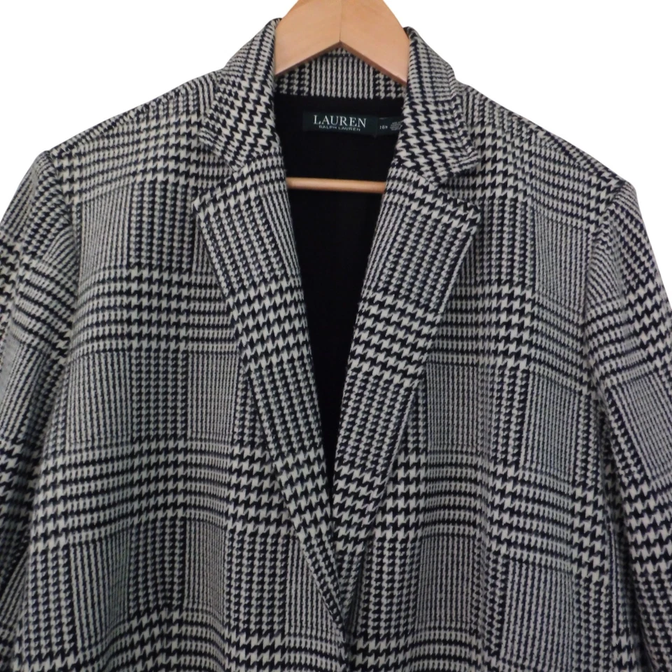 Blazer ecuestre de pata de gallo negro blanco talla 18W de colección Lauren Ralph Lauren para mujer Foto 2 de 4