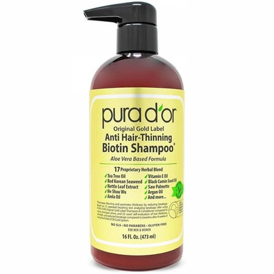 PURA D'OR Original Gold Label Anti Hair-Thinning Biotin Shampoo Aloe Vera Based