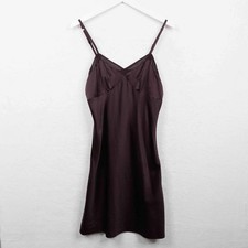 Satin Slip Midi Dress V-Neck Strappy VTG Y2K Fairy Whimsigoth Merlot Sz S