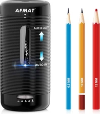 AFMAT Electric Pencil Sharpener, Fully Automatic Pencil Sharpener, Auto in & Out