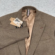 Pj Paul Jones Blazer Mens 2XL Brown Herringbo...