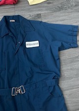 Vintage 70s Siemens Blue Short Sleeve Work Jumpsuit Coveralls