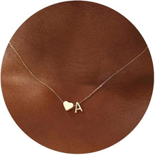 Valentines Day Gifts for Kids Teen Girls - Dainty 18K Gold Plated Heart Initial