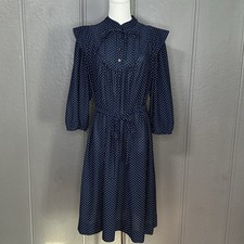 Vintage 80s Blue Polka Dot Dress