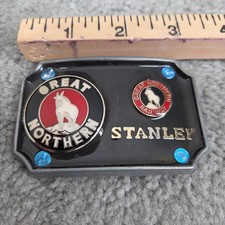 Vintage Belt Buckle Great Northern Rail Way Train Railroad Goat Stanley 3"x2"