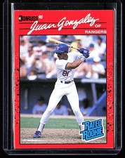 1990 Donruss Baseball Juan Gonzalez Reverse Negative Rated Rookie Error & Base